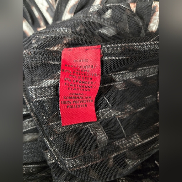 JS Collections 16 Sheer Striped Zipper Down Top Elastic Sleeve Ends Animal Print - Picture 6 of 7